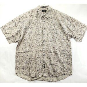 ENRO L Uomo Shirt Mens 2XL Tall Beige Geometric Cotton Classic Button-Up